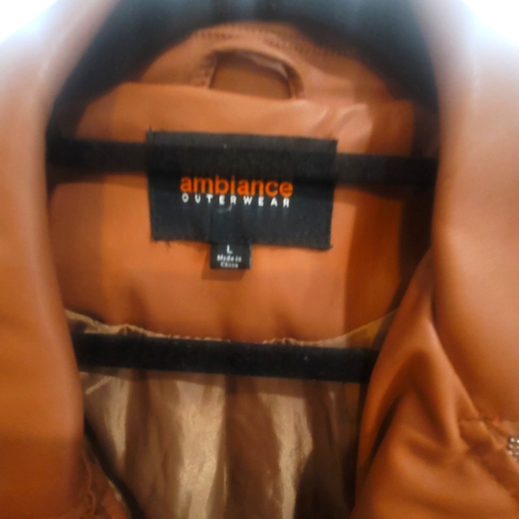 COGNAC FAUX LEATHER JACKET - Picture 3 of 3